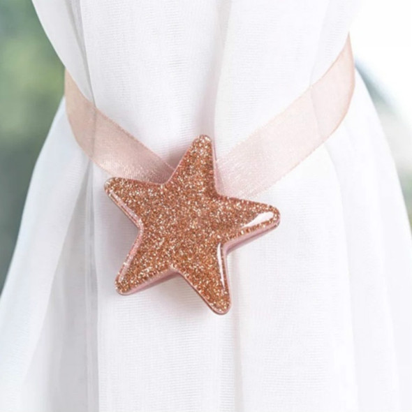 2 PCS Luck Star Magnetic Curtain Buckle Star Curtain Broach(Pink)