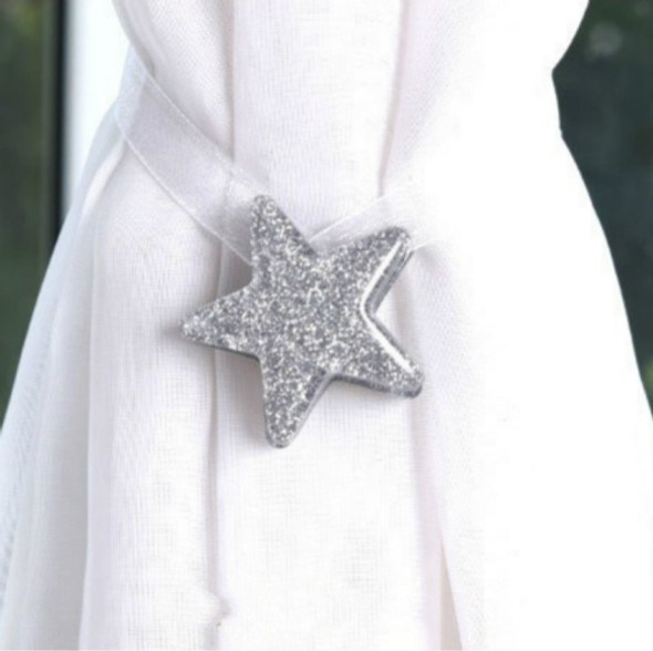 2 PCS Luck Star Magnetic Curtain Buckle Star Curtain Broach(Sliver)