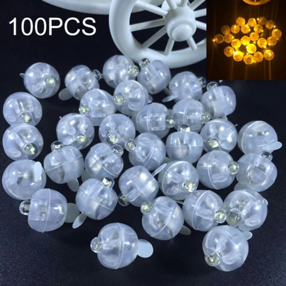 100 PCS Round Flash Ball LED Balloon Lights Mini Flash Luminous Lamps Lantern Bar Christmas Wedding Party Decoration Lights(Yellow)