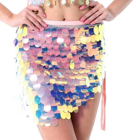 Women Sequined Mermaid Skirt (Color:Pink Size:One Size)