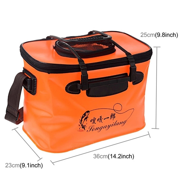 Live Fish Bucket Folding Water Bucket  Fish Bucket Bait Box Fishing Water Tank With Hand Strap, Size:36*23*25cm, Random Color Delivery
