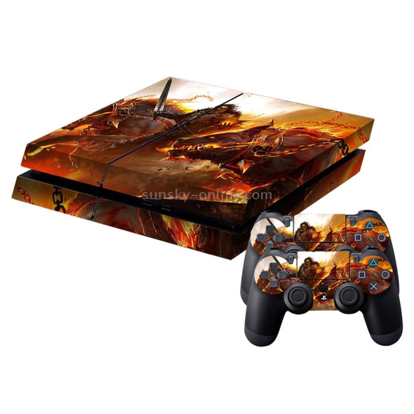 Fire Beast Pattern Protective Skin Sticker Cover Skin Sticker for PS4 Game Console