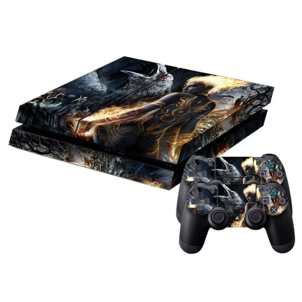 Fire Naked Woman Pattern Protective Skin Sticker Cover Skin Sticker for PS4 Game Console