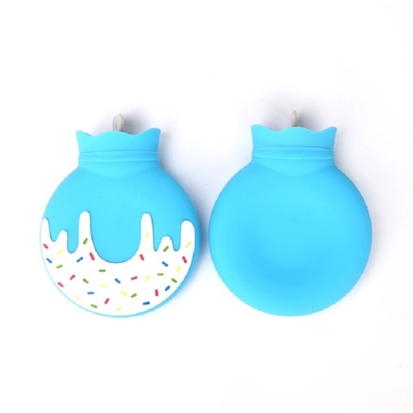 Silicone Hot Water Bottle Plush Warm Handbag Mini Water Injection Hot Water Bottle(Sky Blue)