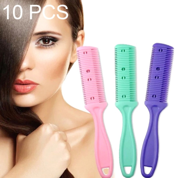 10 PCS Hair Tools Double-sided Knife Hair Comb Hair Bangs Trimmer Thinning Device Hair Clipper, Random Color Delivery