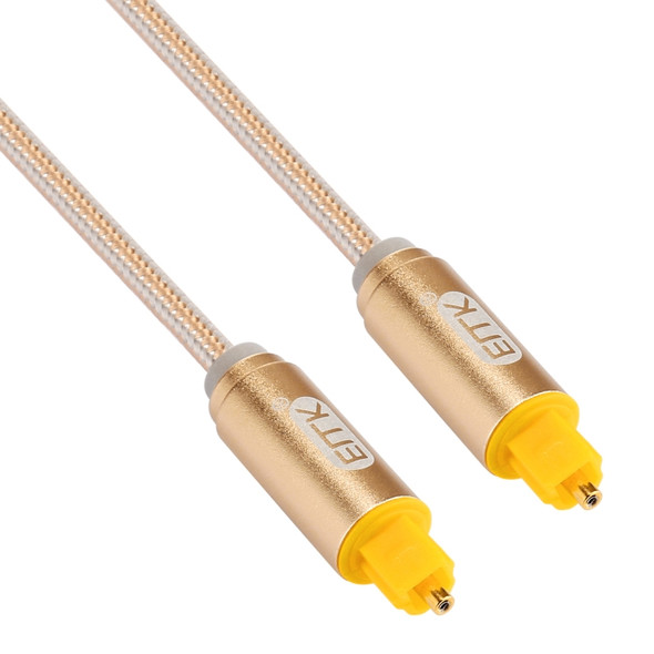 EMK 2m OD4.0mm Gold Plated Metal Head Woven Line Toslink Male to Male Digital Optical Audio Cable(Gold)