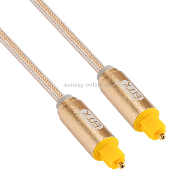 EMK 2m OD4.0mm Gold Plated Metal Head Woven Line Toslink Male to Male Digital Optical Audio Cable(Gold)