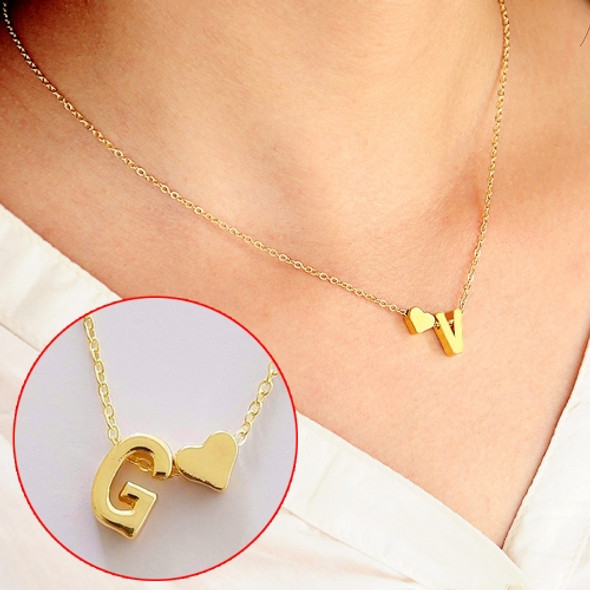 Fashion Tiny Dainty Heart Initial Necklace Personalized Letter Necklace Name Jewelry for women accessories girlfriend gift, Metal Color:G(Gold)