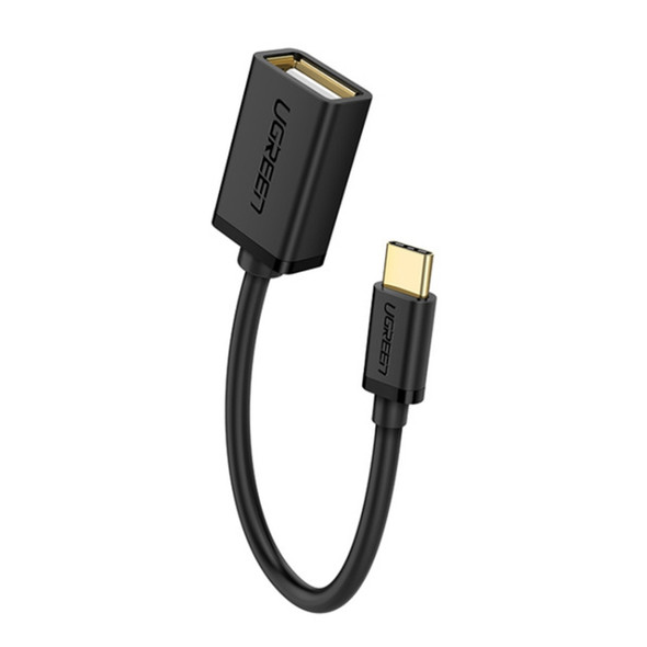 UGREEN 13cm USB 2.0 Female to USB-C / Type-C Male OTG Converter Adapter Cable (Black)