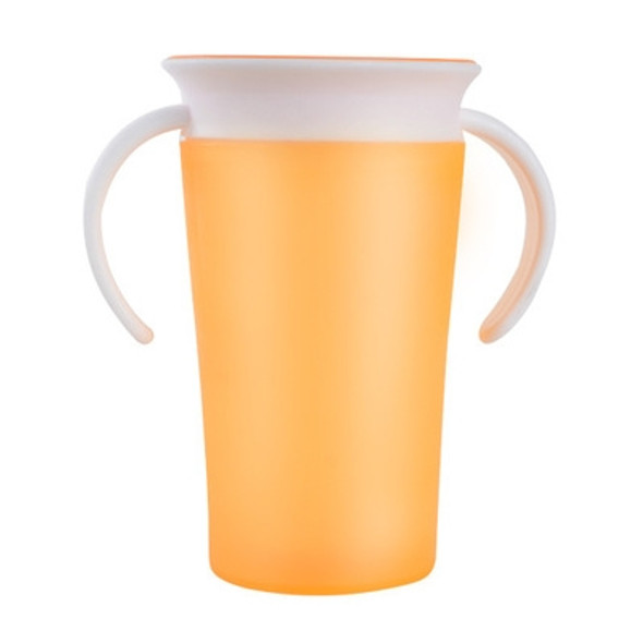 360 Degrees Rotated Baby Learning Drinking Cup With Double Handle Flip(Yellow)