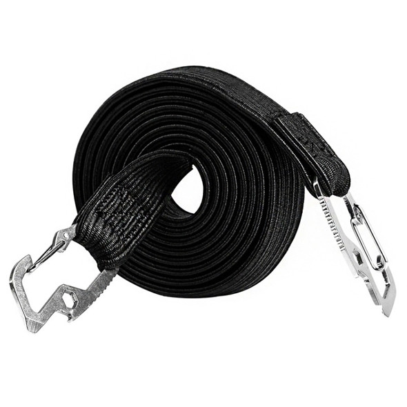 2 PCS 2m Elastic Strapping Rope Packing Tape for Bicycle Motorcycle Back Seat with Hook (Black)