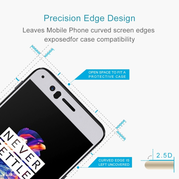 For OnePlus 5 0.26mm 9H Surface Hardness 2.5D Explosion-proof Silk-screen Tempered Glass Full Screen Film(White)
