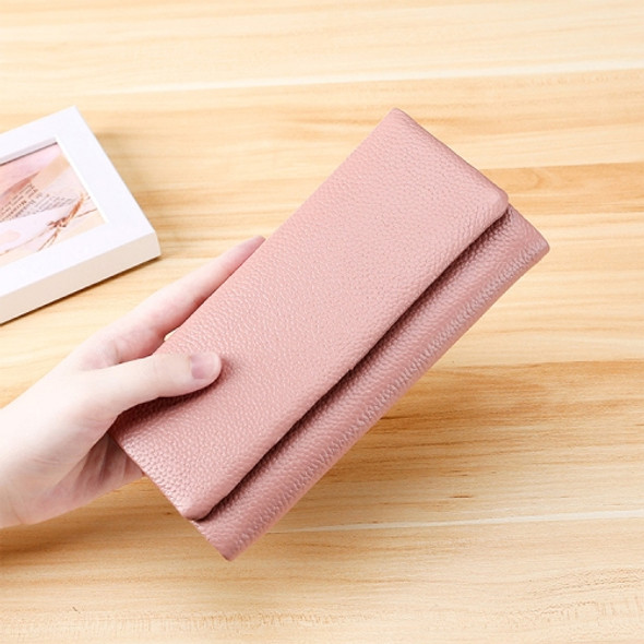 3591C Multi-function Litchi Texture Leather Wallet Large-capacity Purse(Pink)