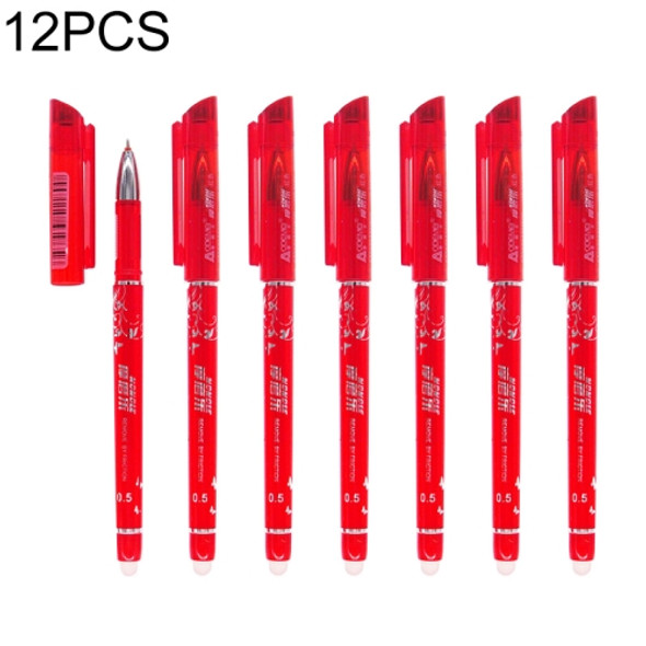 12 PCS Erasable Nib 0.5mm Ballpoint Boutique Gifts Student Stationery Office Writing Pen(Red)