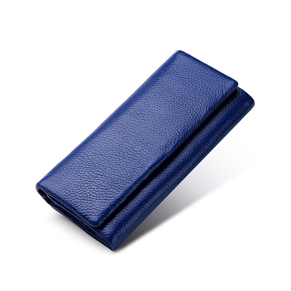 3591C Multi-function Litchi Texture Leather Wallet Large-capacity Purse(Blue)