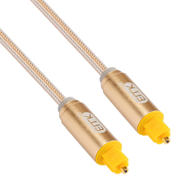 EMK 5m OD4.0mm Gold Plated Metal Head Woven Line Toslink Male to Male Digital Optical Audio Cable (Gold)