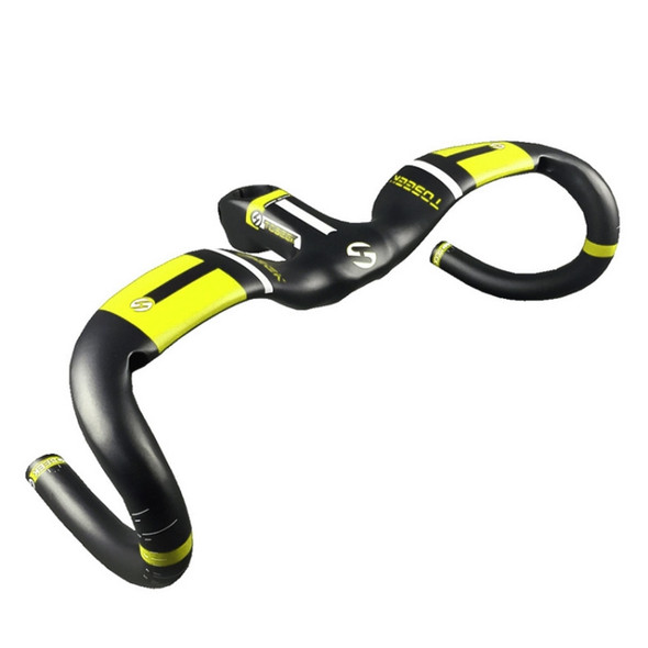 TOSEEK UD Carbon Fiber Ultralight Road Bike Handlebar, Size: 420x100mm(Yellow)