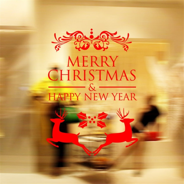 Home Decor Merry Christmas Happy New Year Removable Wall Stickers, Size: 58cm x 58cm(Red)