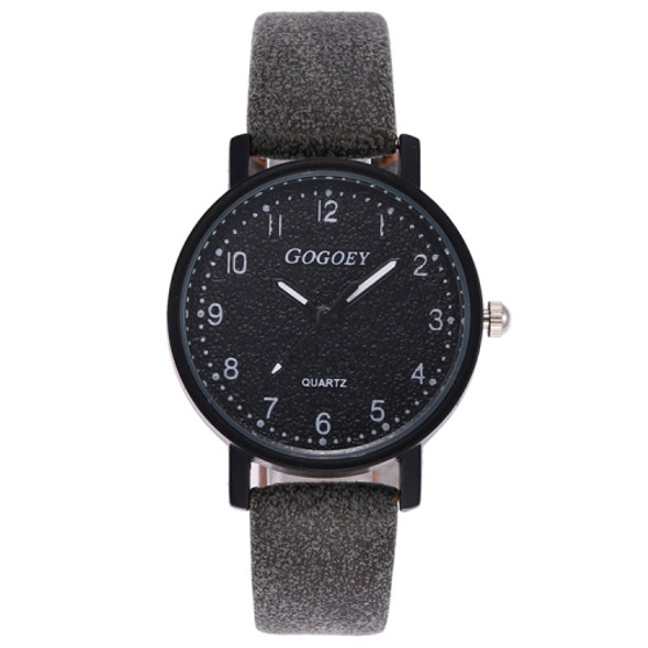 GOGOEY G508L Girls Casual Solid Color Stone Texture Shallow Matte Retro Quartz Watch(Black)