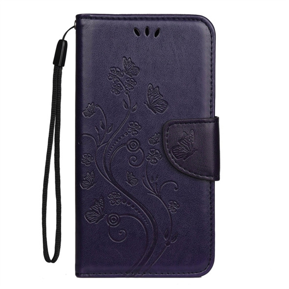 For iPhone 11 Pro Max Butterfly Flower Pattern Horizontal Flip Leather Case with Holder & Card Slots & Wallet(Deep Purple)