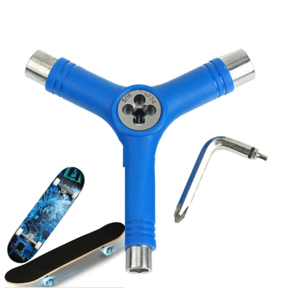 3 PCS Skateboard Repair Tool Y Shape Spanner Bearing Tool(Blue)