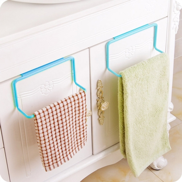 5 PCS Kitchen Towel Rack Hanging Holder Cupboard Cabinet Door Back Hanger Towel Sponge Holder Storage Rack for Bathroom(Blue)