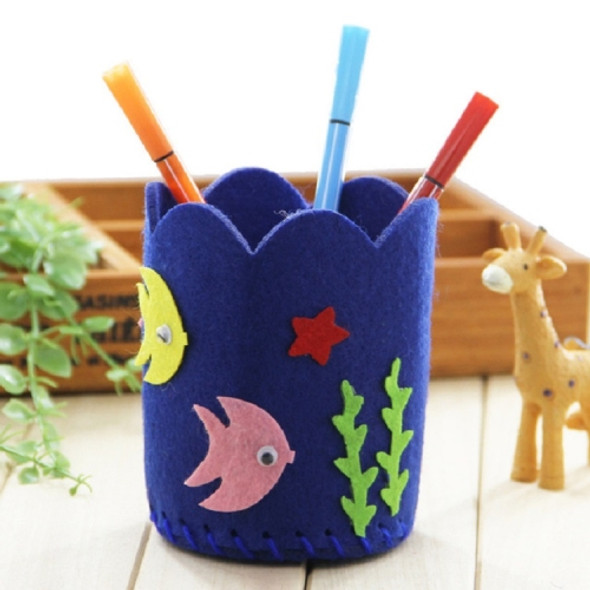 3 PCS Children Handmade Non-woven Fabric 3D Pen Container DIY Toy Baby Creative Toys(Round Navy)