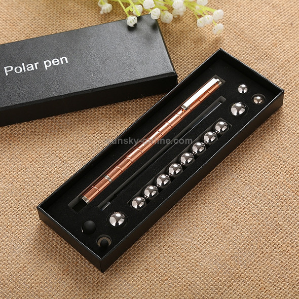 Magnetic Metal Ball Pressure Relief Water Pen Touch Pen Gift Box (Rose Gold)