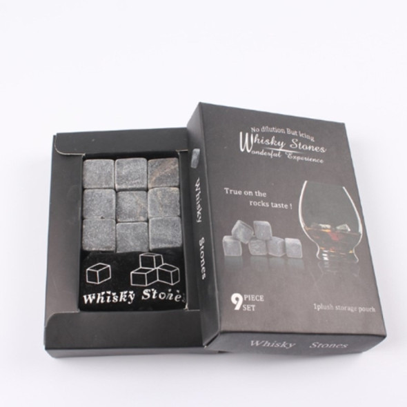 Natural Whiskey Stones Sipping Ice Cube Whisky Stone Whisky Rock(Gray Marble Color Box 9 Pieces)