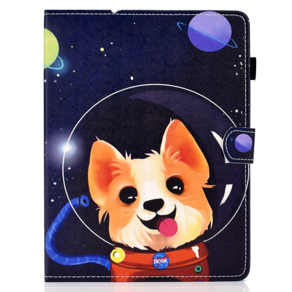 Colored Drawing Stitching Universal Horizontal Flip Leather Case, with Holder & Card Slots for 8 inch Tablet PC(Dog)
