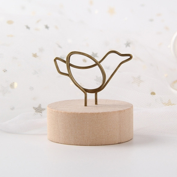 Creative Round Wooden Iron Photo Clip Memo Name Card Pendant Furnishing Articles Picture Frame(Bird)