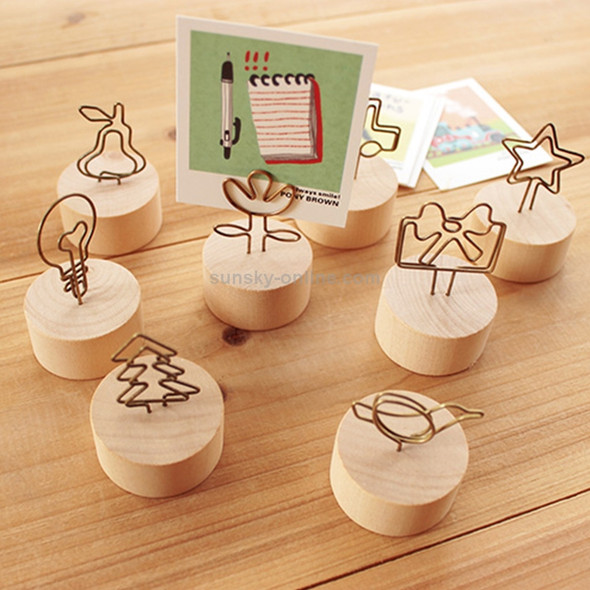 Creative Round Wooden Iron Photo Clip Memo Name Card Pendant Furnishing Articles Picture Frame(Pear)