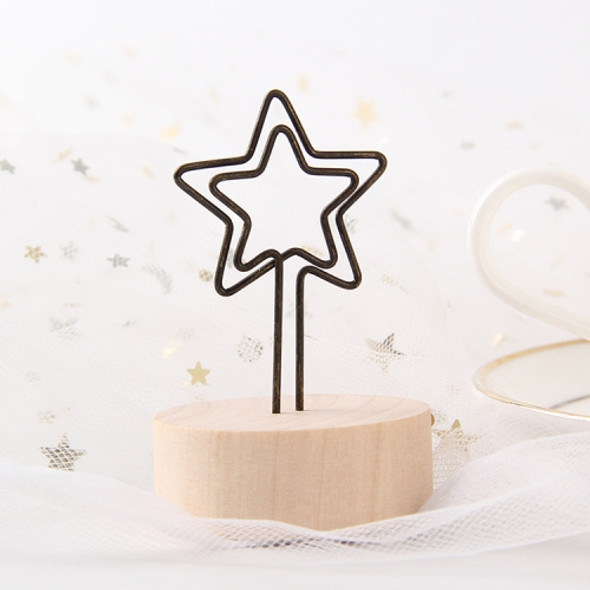 Creative Round Wooden Iron Photo Clip Memo Name Card Pendant Furnishing Articles Picture Frame(Star)