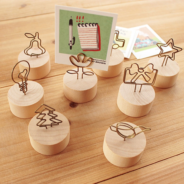 Creative Round Wooden Iron Photo Clip Memo Name Card Pendant Furnishing Articles Picture Frame(Lamp)