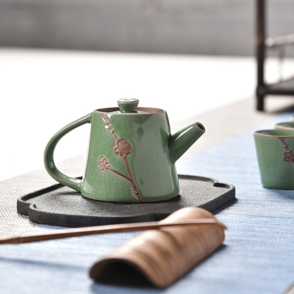 7 PCS Ceramic Kungfu Teaware Teapot Teacup Set, Shape:Straight Handle(Green)