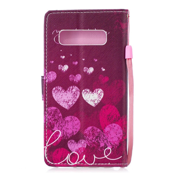 Letter and Heart Pattern Horizontal Flip Leather Case for Galaxy S10, with Holder & Card Slots & Wallet