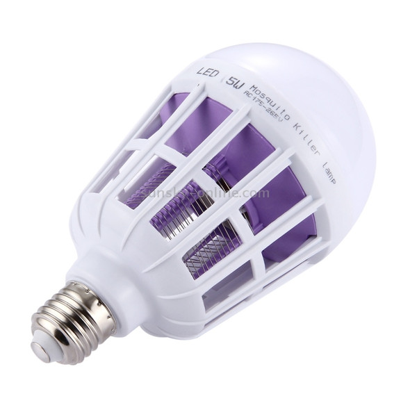 E27 15W White Light + 365 NM Purple Light Mosquito Killer Bulb Lamp, Fly Pest Insects Reject Zapper LED Ball Steep Light, AC 175-265V