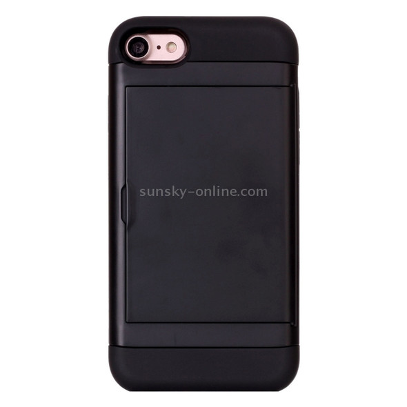For  iPhone 8 & 7  Slide Style TPU + PC Combination Case with Card Slot(Black)