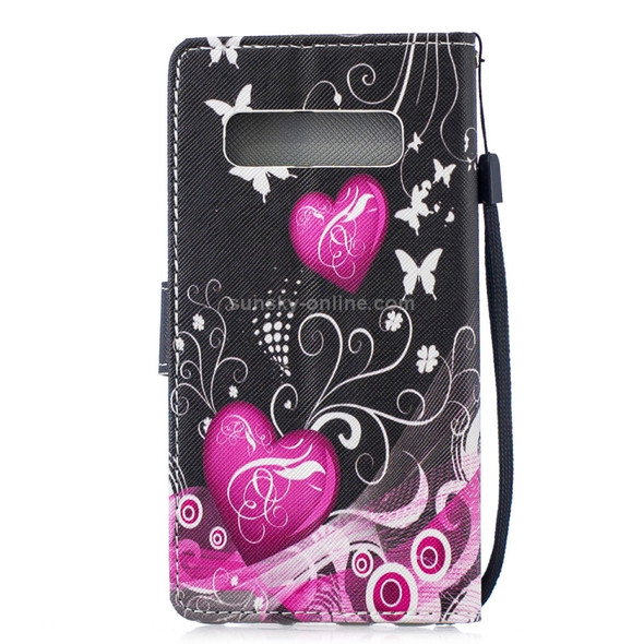 Peach Heart Pattern Horizontal Flip Leather Case for Galaxy S10+, with Holder & Card Slots & Wallet