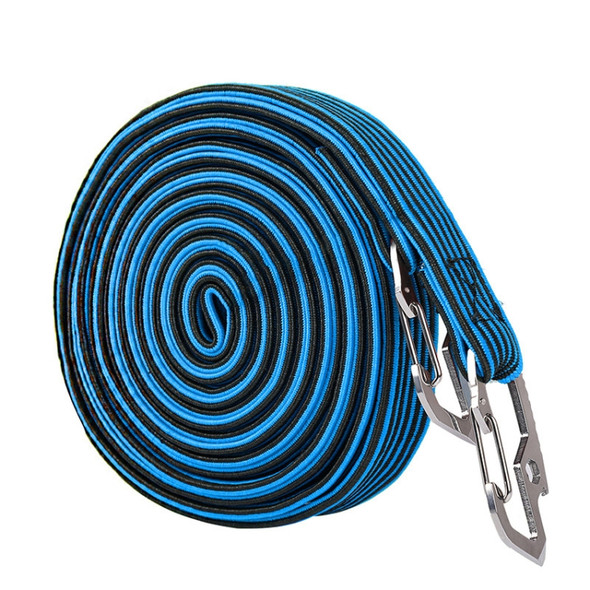 2 PCS 4m Elastic Strapping Rope Packing Tape for Bicycle Motorcycle Back Seat with Hook (Blue)