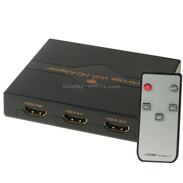 Airbridge WiFi HD Adapter, Full HD 1080P HDMI 2x1 Switcher with IR Remote Control, Supports EZcast