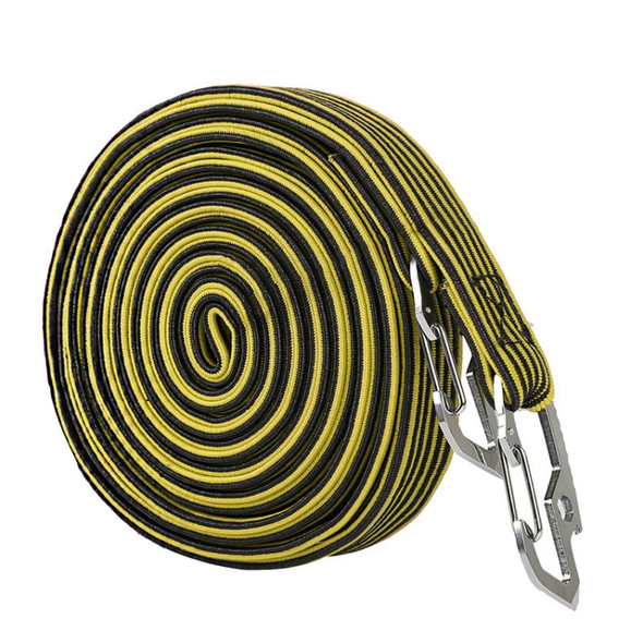 2 PCS 4m Elastic Strapping Rope Packing Tape for Bicycle Motorcycle Back Seat with Hook (Yellow)