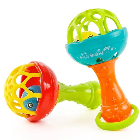Baby Rattles Toy Intelligence Grasping Gums Plastic Hand Bell Rattle Funny Educational Toy?Color Random Delivery