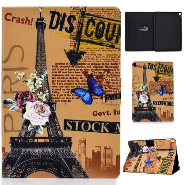 Colored Drawing Universal Voltage Craft Cloth TPU Protective Case, with Holder & Sleep / Wake-up Function & Card Slots & Anti-slip Strip for iPad Pro 10.5 Inch / iPad Air (2019)(Eiffel Tower)