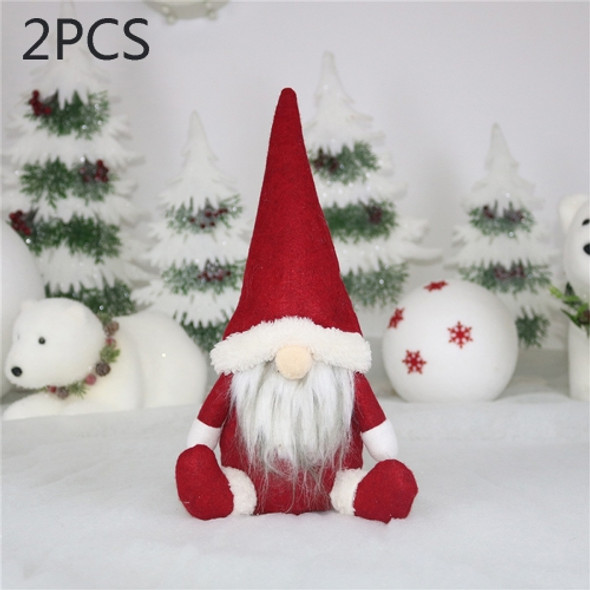 2 PCS CX20217 Faceless Doll Window Ornament Christmas Decoration(Red)