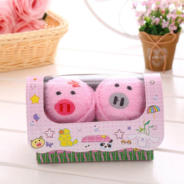 Cute Animal Compressed Travel Towel Set Gift Set With Embroidery Cotton Towels Bath Set Couple Wear(Pink pig)