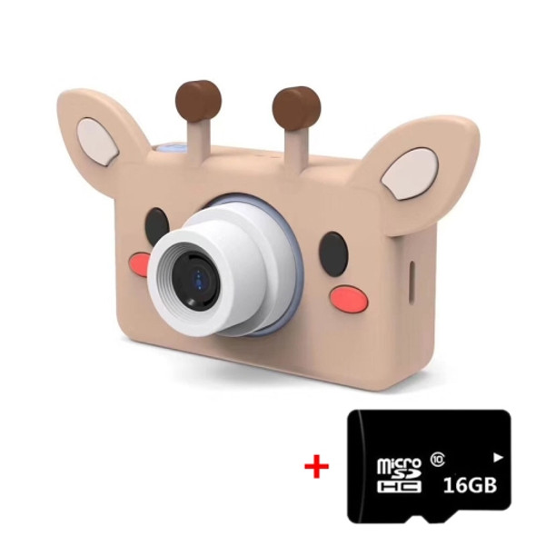 D9 800W Pixel Lens Fashion Thin and Light Mini Digital Sport Camera with 2.0 inch Screen & Giraffe Shape Protective Case & 16G Memory for Children