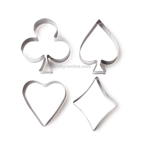 3 Sets Stainless Steel Poker Cookie Mold Playing Cards Cake Fondant Mold Spade Heart Biscuit Cutter