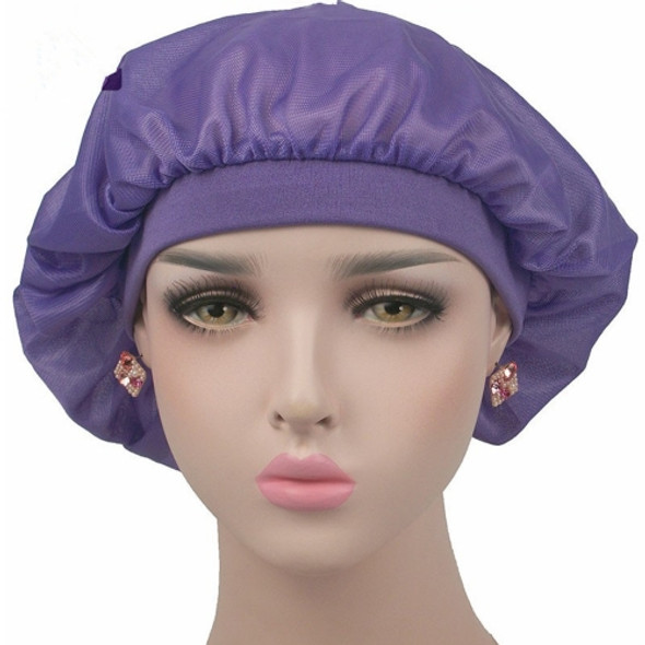 Coconut Nightcap Air Conditioning Cap Long Hair Cap Wide Band Satin Bonnet (Purple)