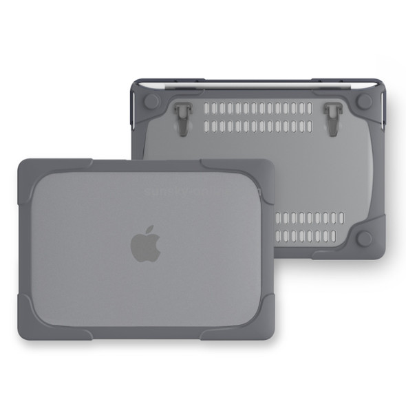 For Macbook Pro 13.3 inch (A1708) & with Touchbar (A1706) Laptop TPU + PC Folding Shockproof Protective Case with Holder(Grey)